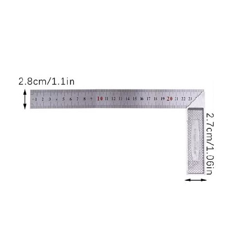 Thước Kim Loại Đo Độ Vuông Góc Dài 25cm Kim Cương