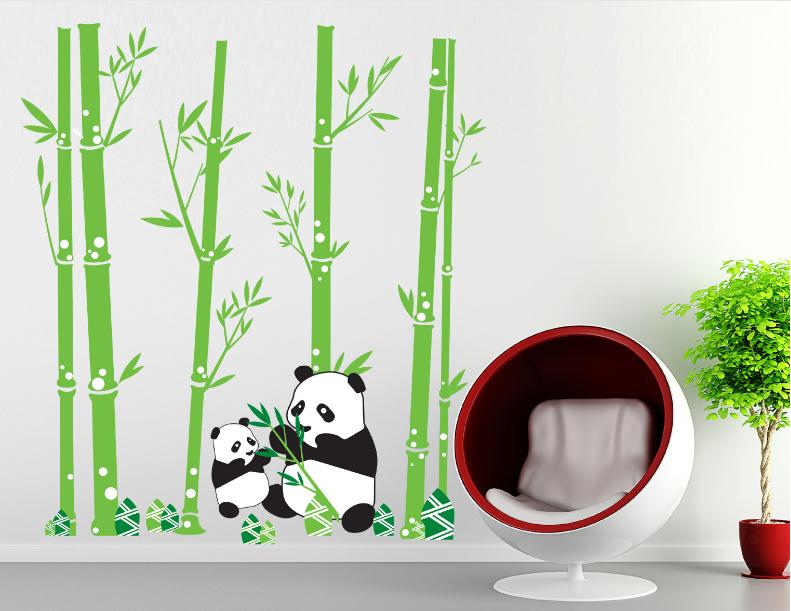 Decal trang trí Cây và Gấu Trúc 2 MẸ Con