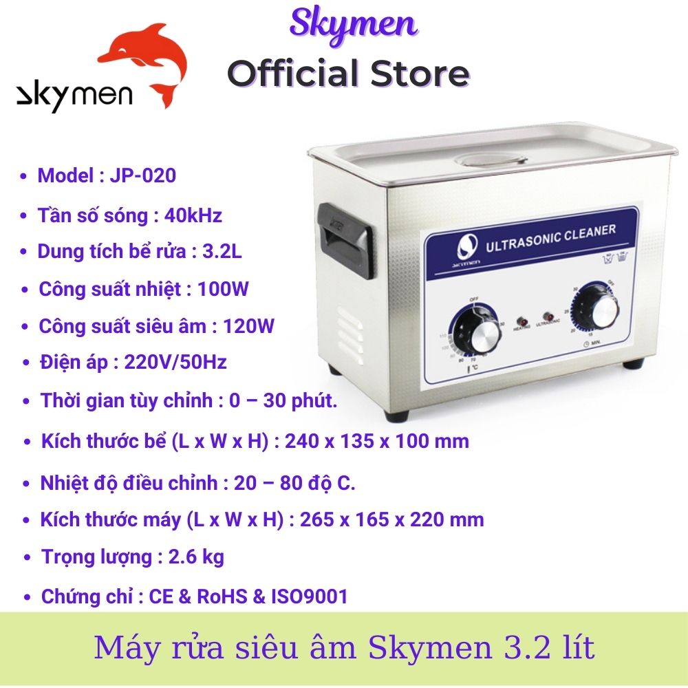 Máy rửa siêu âm Skymen 3,2 lít tặng 2 chạy dung dịch bảo hành 12 tháng