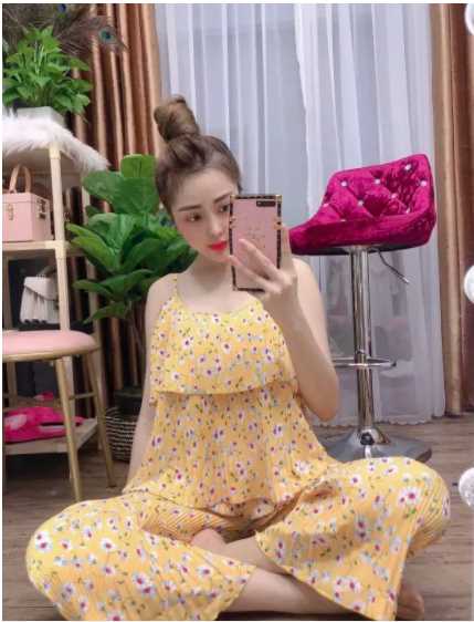 Sét áo 2 dây dập ly + quần suông (Hàng cao cấp)