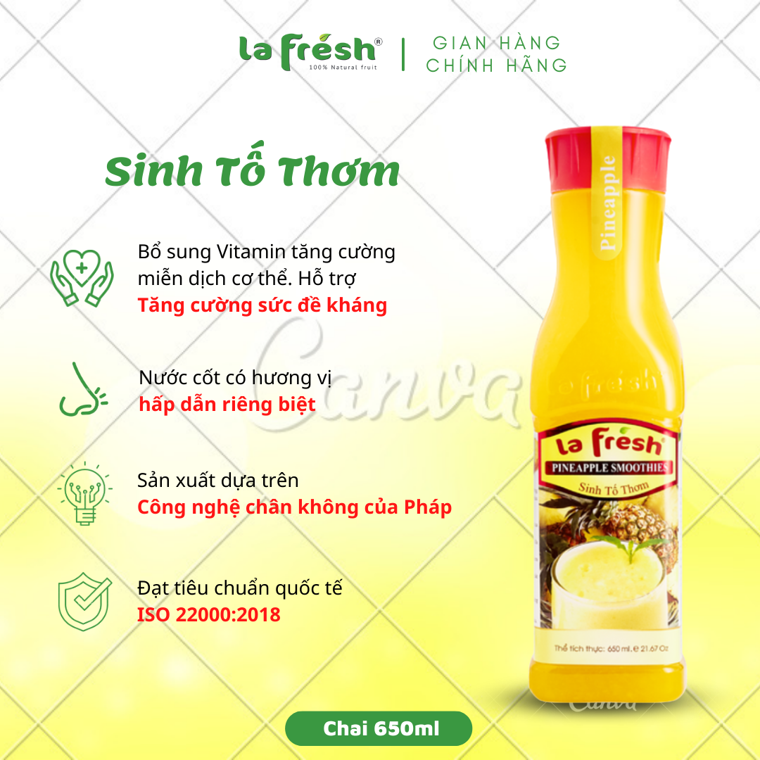 Sinh Tố Thơm Lafresh Đà Lạt Chai 650ml