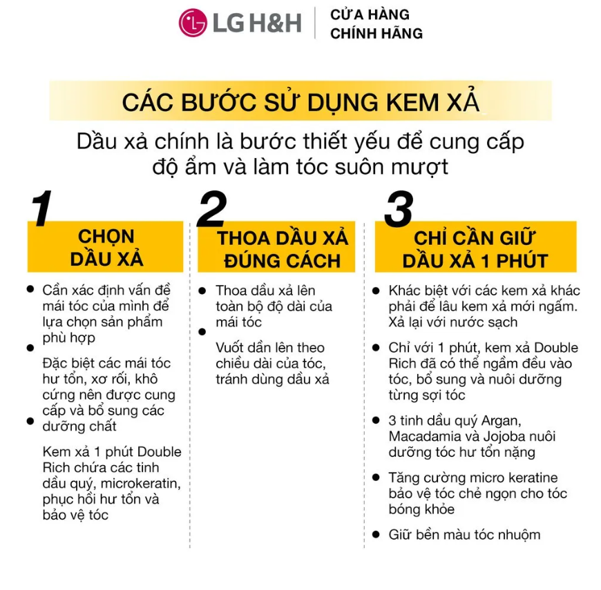 [LG Daily Beauty Official] Kem xả 1 phút Double Rich giúp tóc chắc khỏe bóng mượt