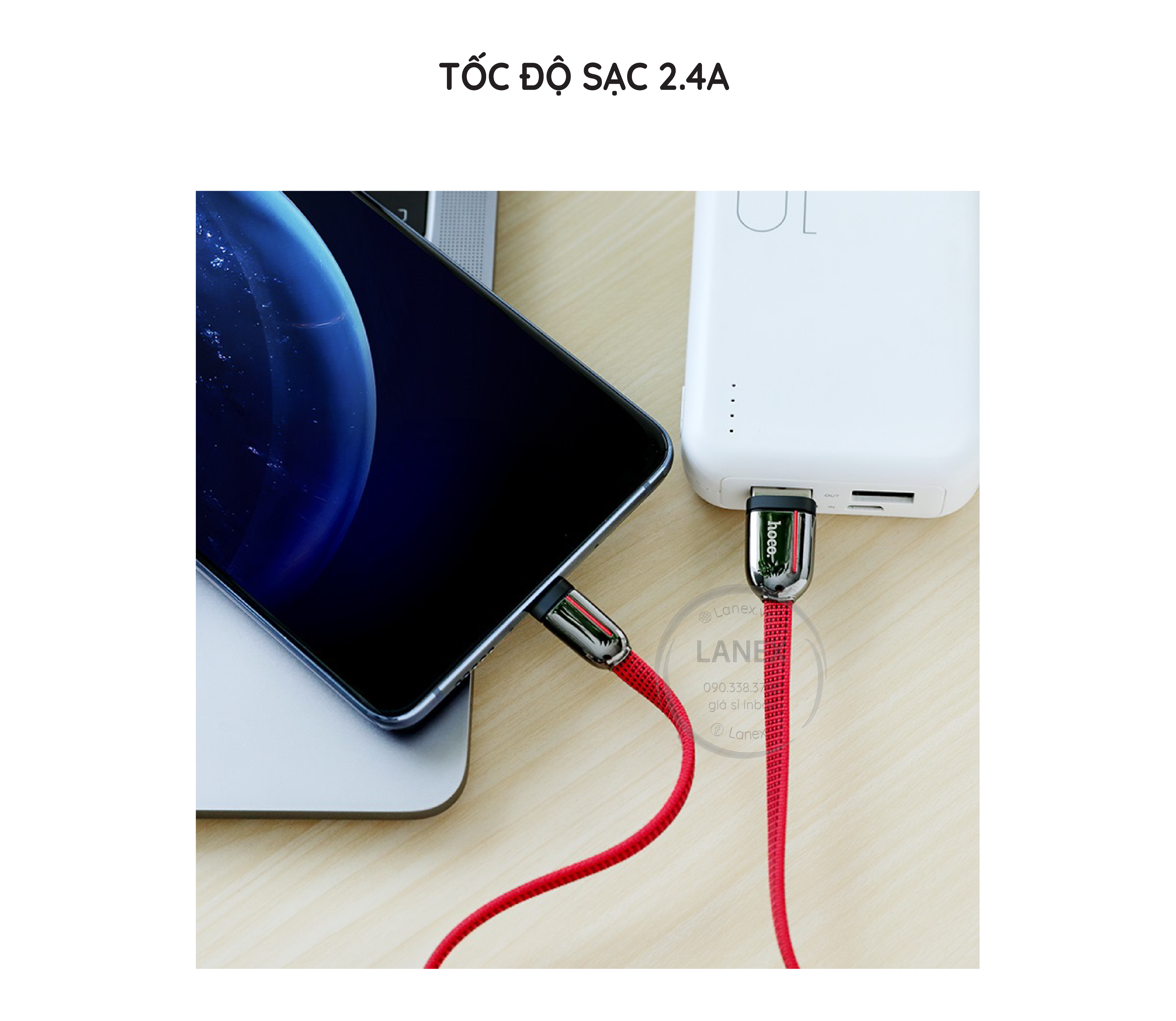 Cáp Sạc Nhanh Hoco U74 Dây Dù Type C 2.4a Dài 1.2m