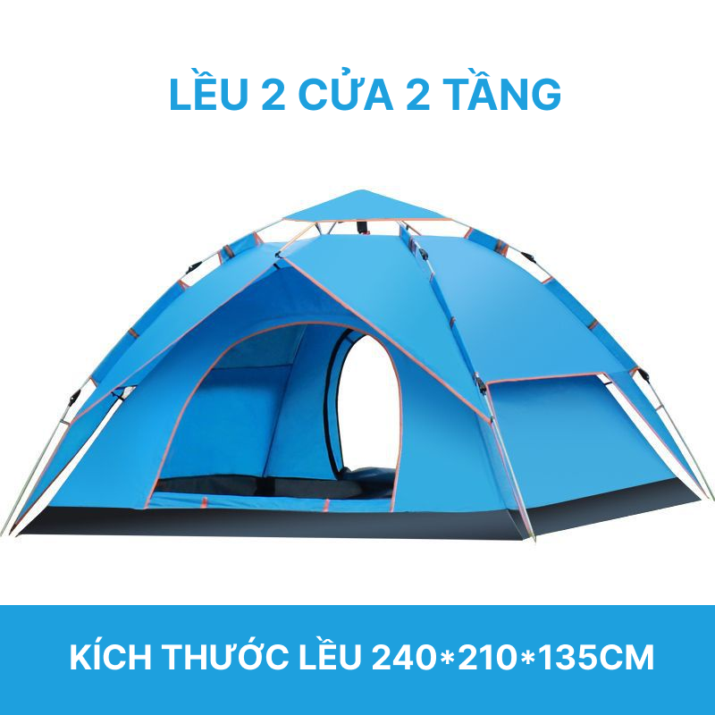 4-person camping tent-4-person self-locking travel tent radiation-proof two-way exhaust