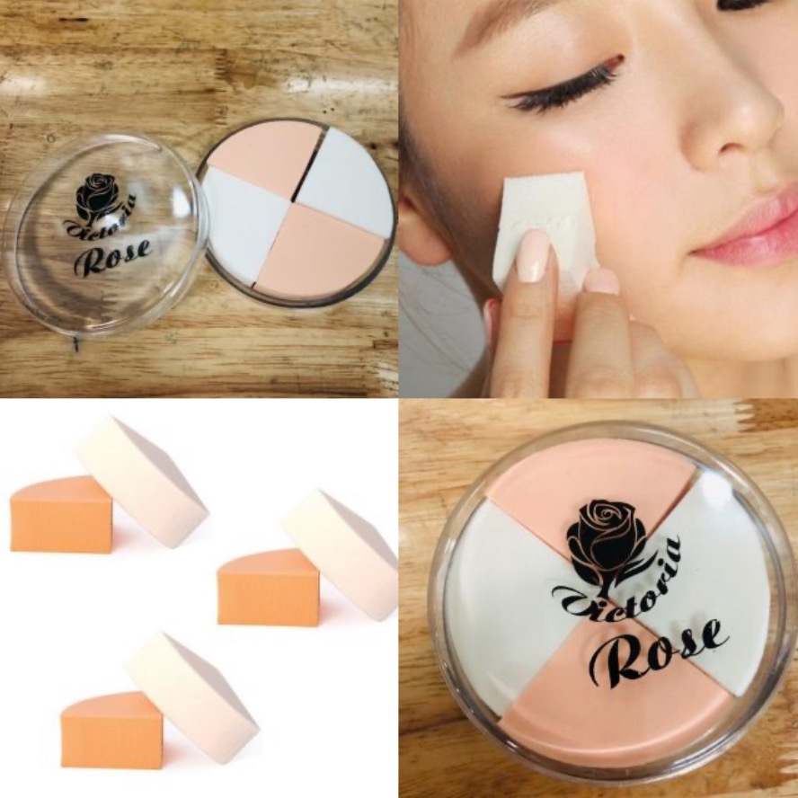 Combo 4 miếng Bông mút đánh kem nền Rose hộp kiến
