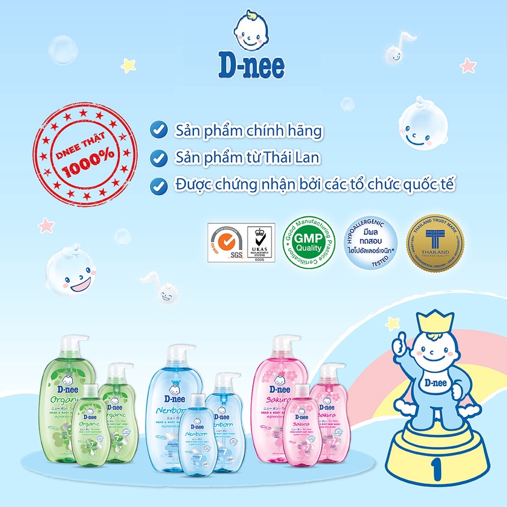 [HCM]Sữa tắm gội toàn thân em bé Dnee 800ml Xanh