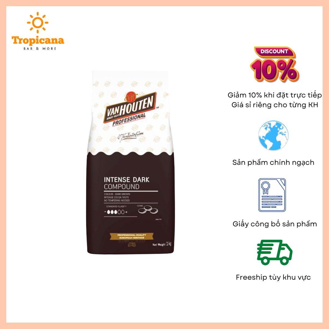 Socola Van Houten Compound Đen Dạng Nút - Túi 1kg