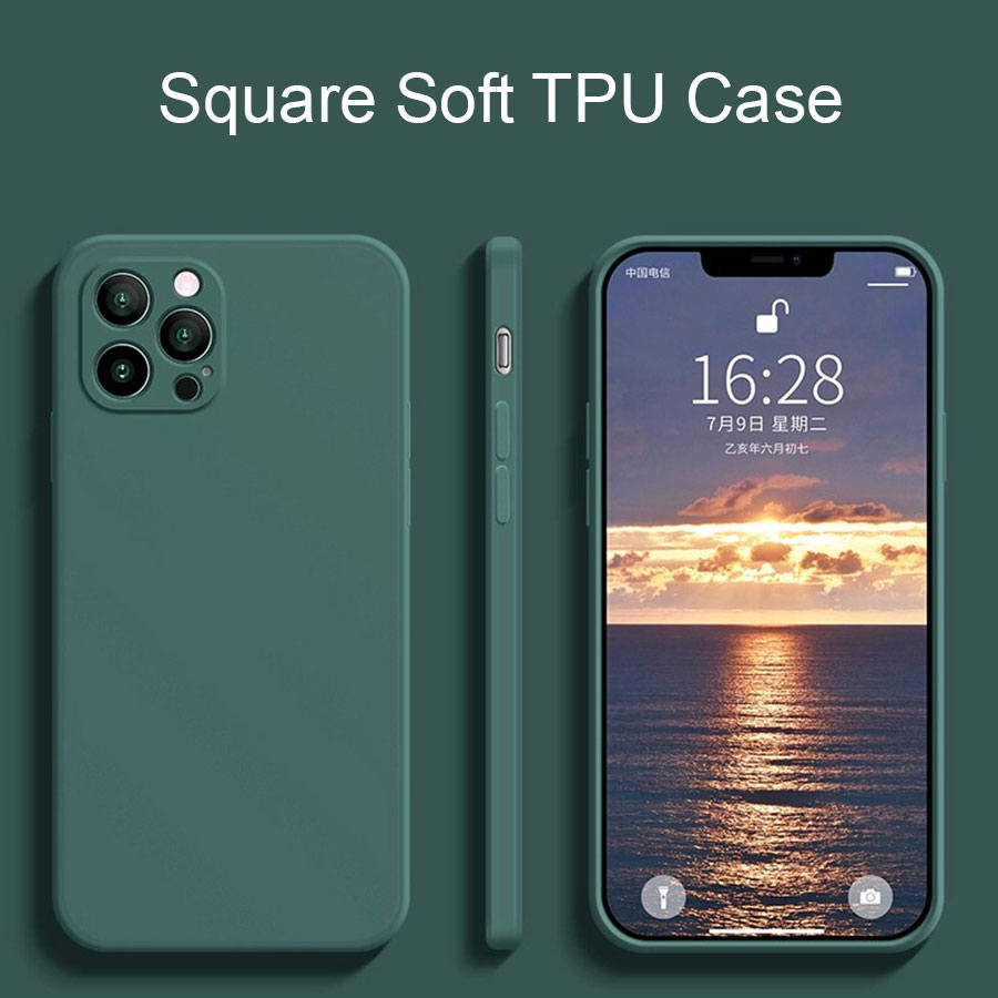 Vỏ điện Thoại Silicon Nhám Mờ Cạnh Vuông Hợp Với iPhone 15 Pro Max 14 13 Pro Max 12 Mini 11 X XS XR 8 7 6 6s Plus SE 2020 SE3 2022 Ốp lưng Mềm màu sắc vệ máy ảnh