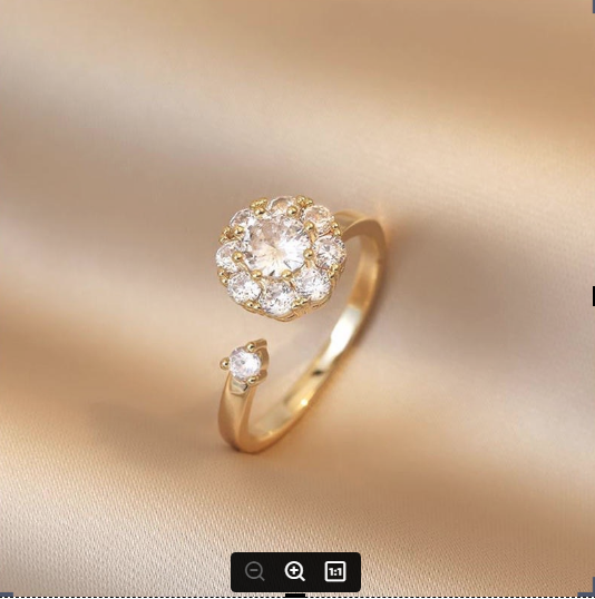 Nhẫn bạc mạ vàng ổ đá hoa - Qq2burs