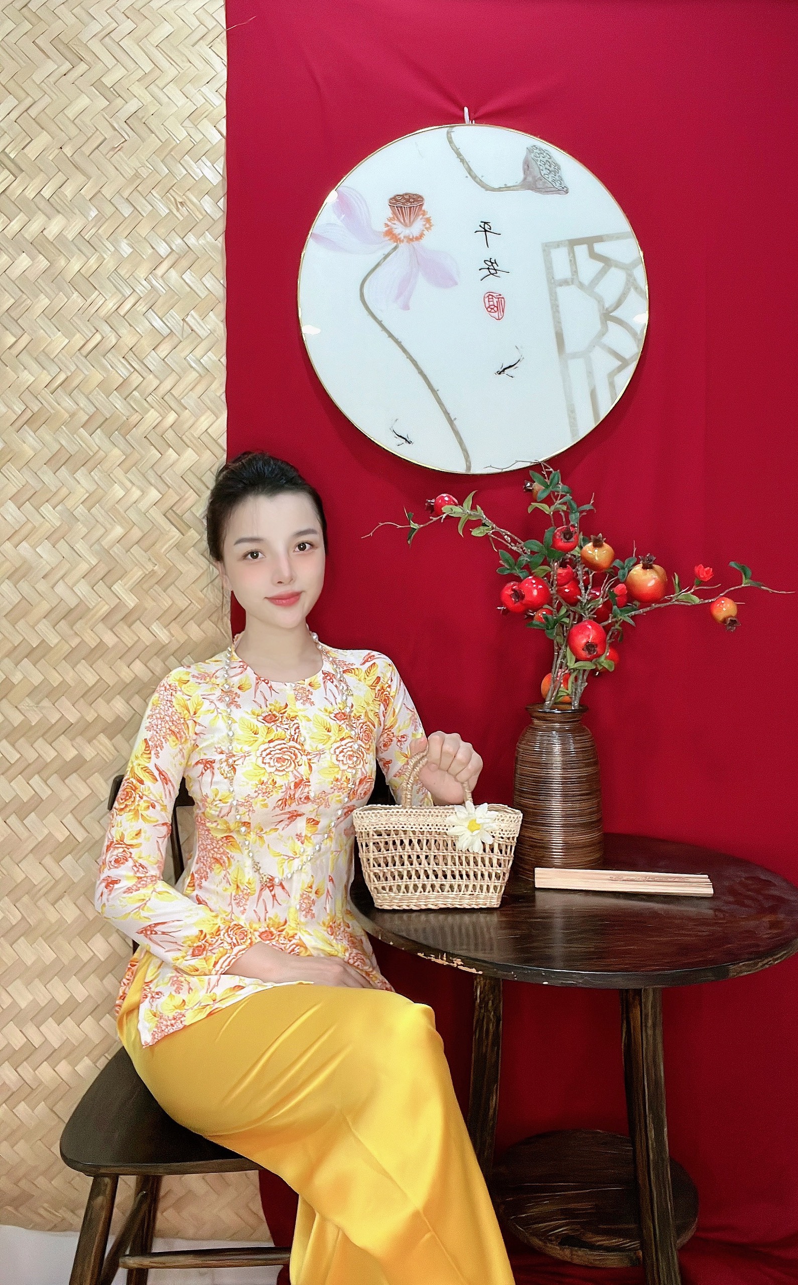 BỘ BÀ BA VẢI LỤA HỌA TIẾT VÀ CHẤM BI MẪU 2