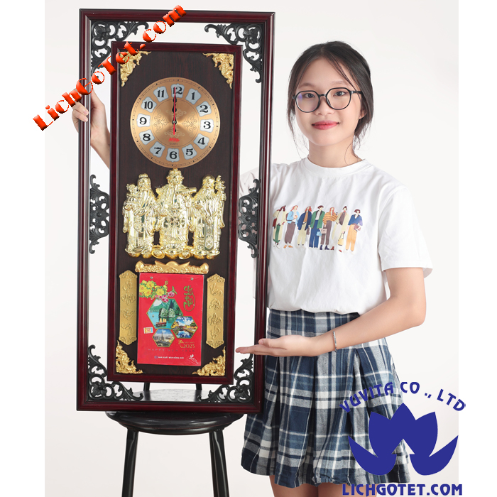 Khung tranh lịch đồng hồ phúc lộc thọ