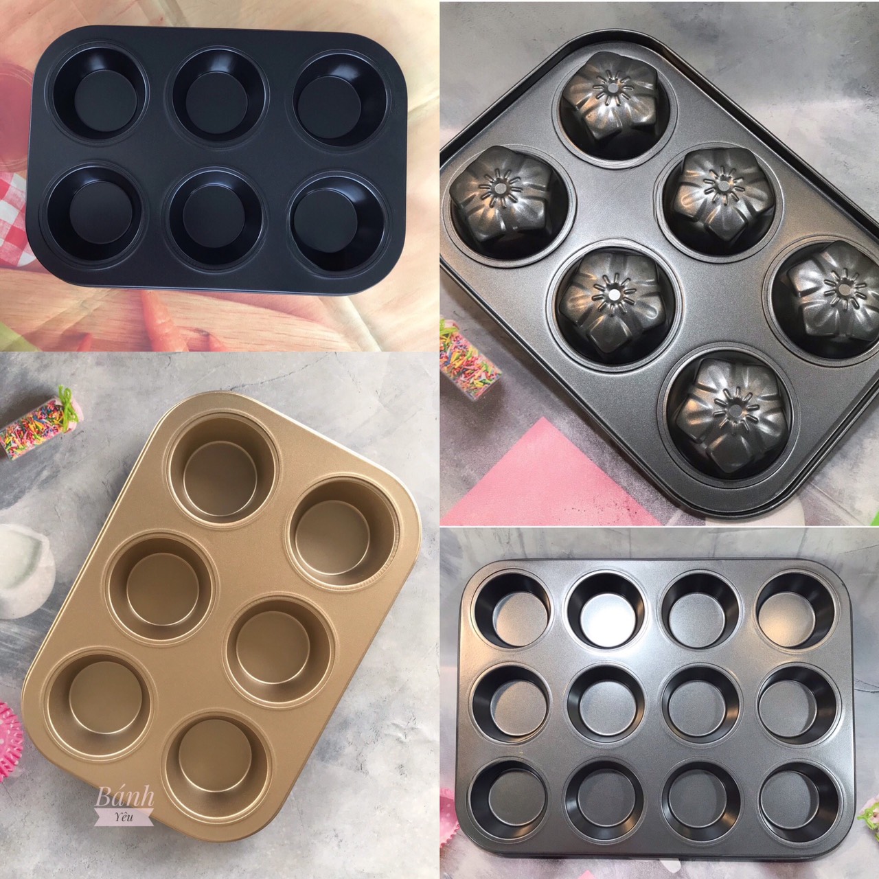 Khuôn bánh Cupcake Nhôm 6 lỗ chống dính