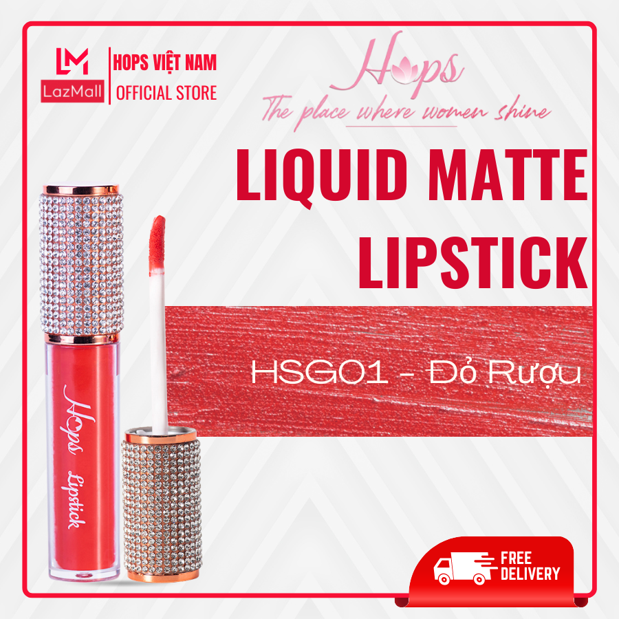 Son Kem Lì Cao Cấp HOPS HSG02 RUBY - MÀU ĐỎ RUBY