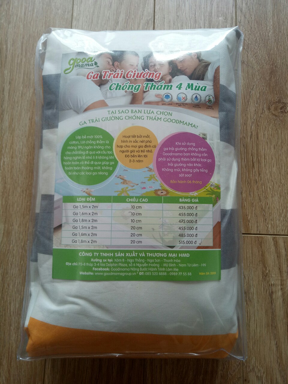 Ga chống thấm Goodmama 100% cotton mẫu Thỏ đôi(sz Queen 1.6x2x10/ sz King 1.8x2x10)