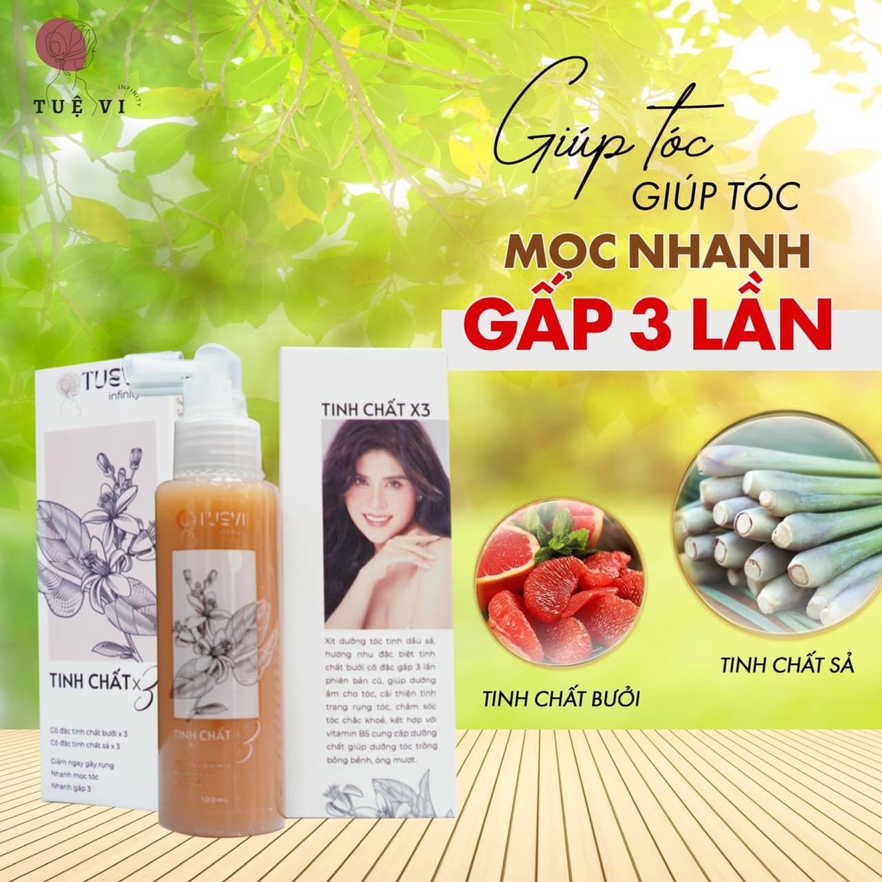 [Chính Hãng CTY 100%] Xịt Mọc Tóc Tinh Chất Sả Bưởi TUỆ VI INFINITY