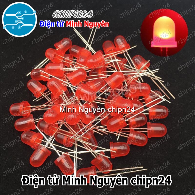 [10 con] (TK3) Led 8mm Vỏ Đục Màu ra Màu (Đỏ/Vàng/Xanh Lá/Dương/Trắng) - [Chọn Loại] - HHH.00194
