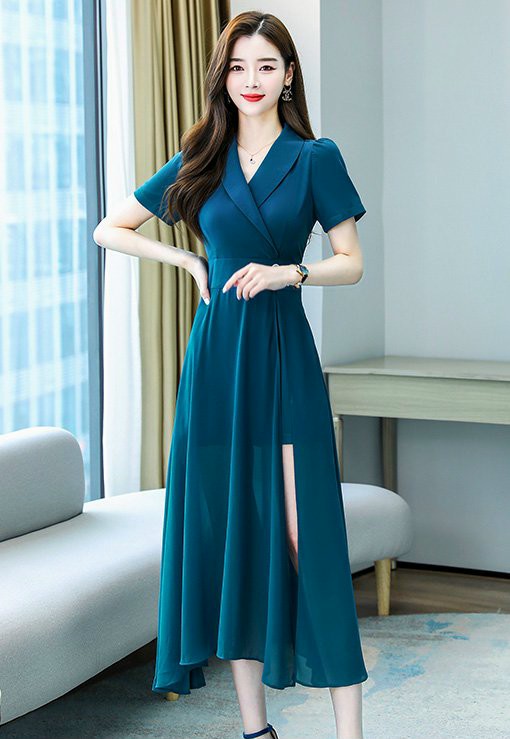 ĐẦM XÒE CỔ VEST XẺ TÀ - YB221251