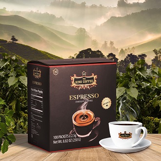 Cà phê hòa tan đen( Không đường sữa) Espresso Hộp 100 gói King Coffee