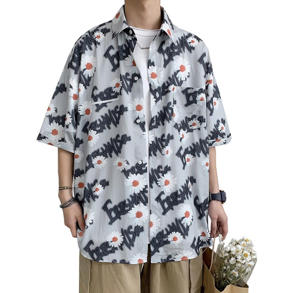 Áo sơ mi tay lụa unisex HOA CÚC 2 màu cực chất