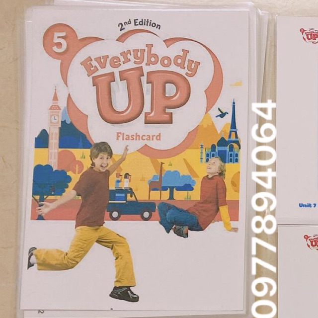 Flashcard everybody up 5- 150 thẻ a5, ép plastic siêu bền
