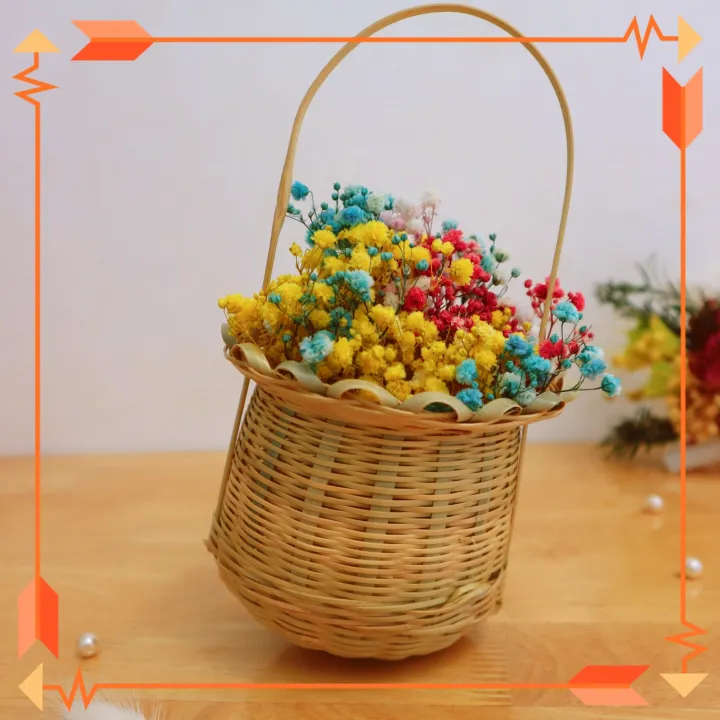 Giỏ tre cắm hoa trang trí, decor