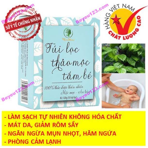 Hộp 10 túi lọc thảo mộc tắm bé 120g (1 túi/1 lần tắm) - Wonmom (Việt Nam) WM1520