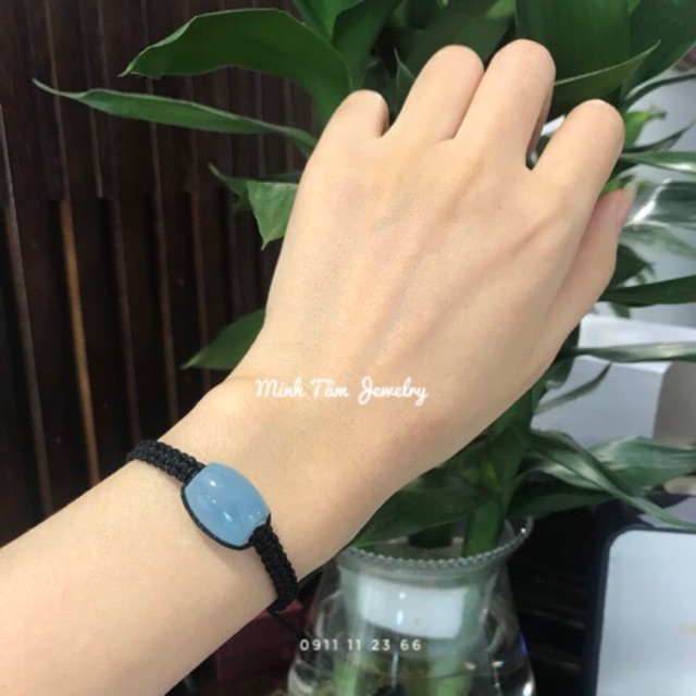 Vòng tay Lu thống Aqua-marine xanh biển mệnh Thuỷ-Mộc