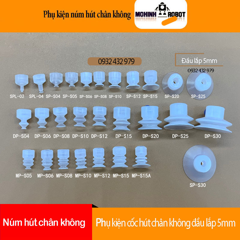 Cốc hút chân không SMC 2 lớp đầu lắp 5mm silicon