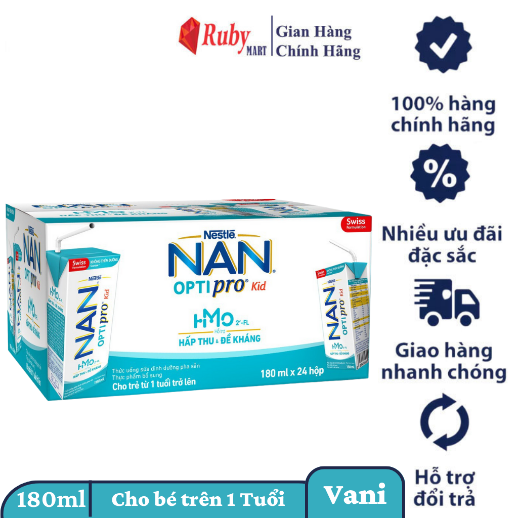 [FREESHIP MAX ] Sữa dinh dưỡng pha sẵn Nestlé NAN OPTIPRO Kid 180ml (Lốc 4 hộp)