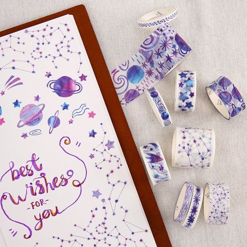 Sét 10 cuộn băng dán washi tape thủ công