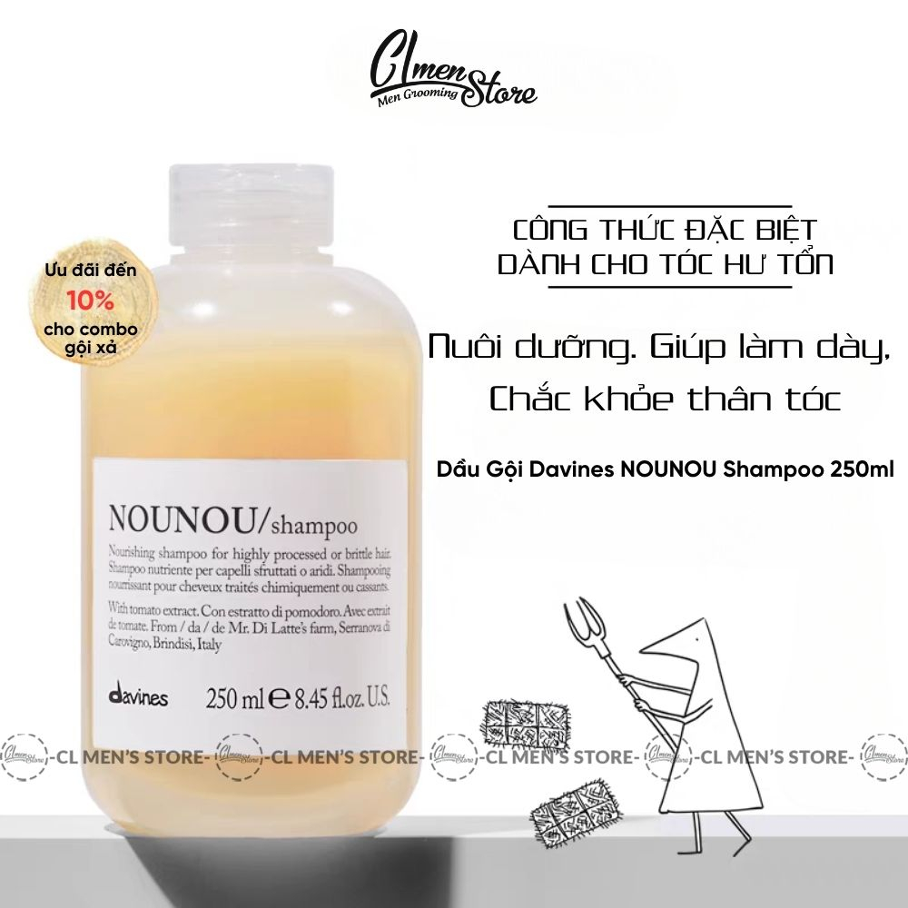 Dầu Gội và Dầu Xả Davines Nounou Shampoo & Conditioner 250ml | Nuôi dưỡng tóc hư tổn hoặc đã xử lý hoá chất