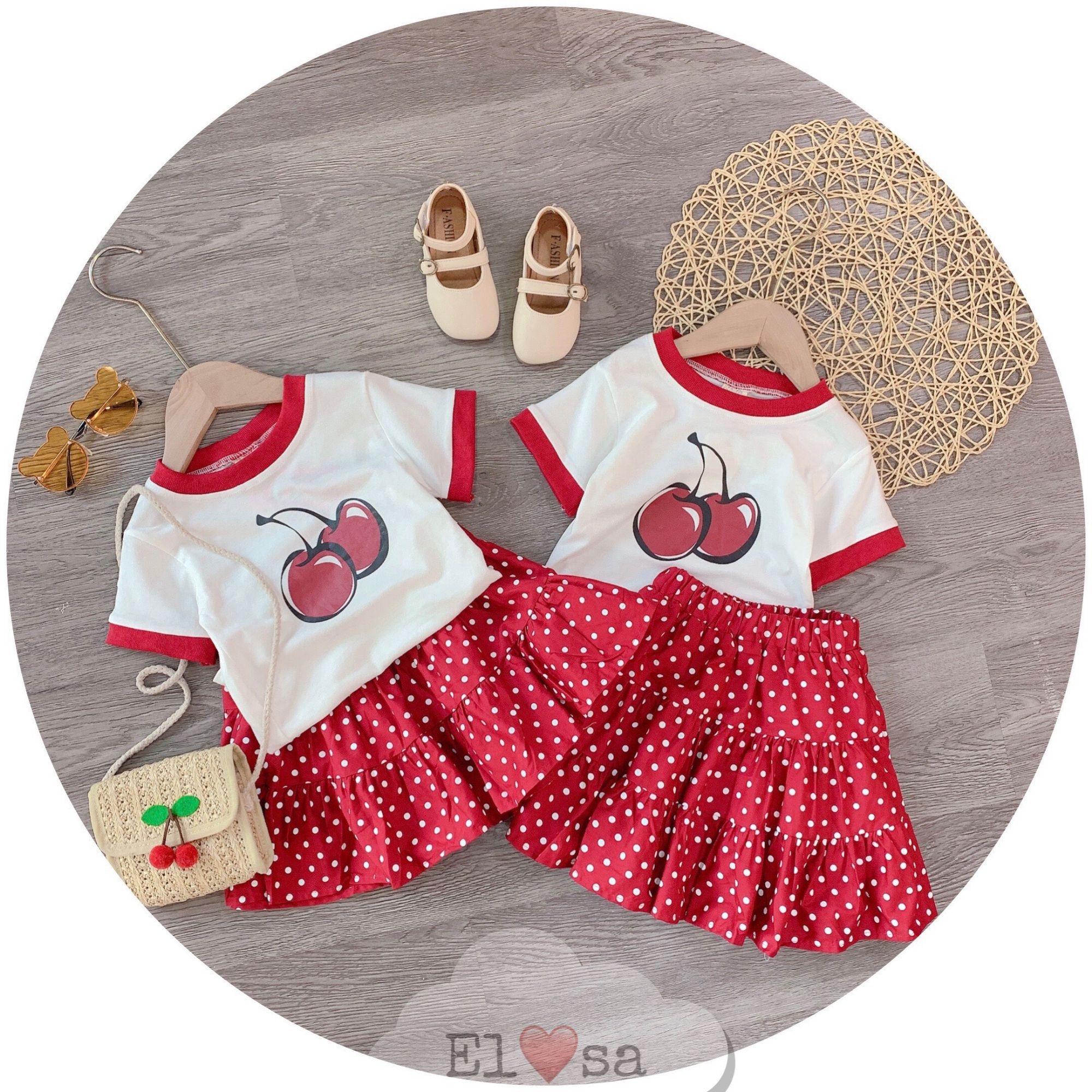 [HCM]set váy cherry cho bé