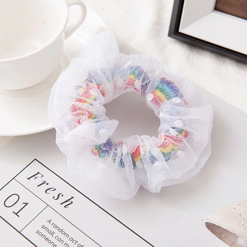 Cột (Buộc) tóc Scrunchies Cầu Vồng
