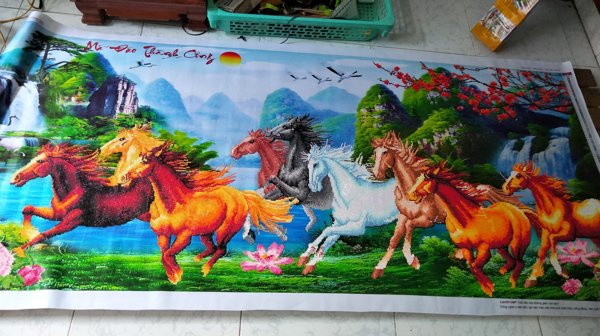 Tranh đính đá 9 con ngựa LV571