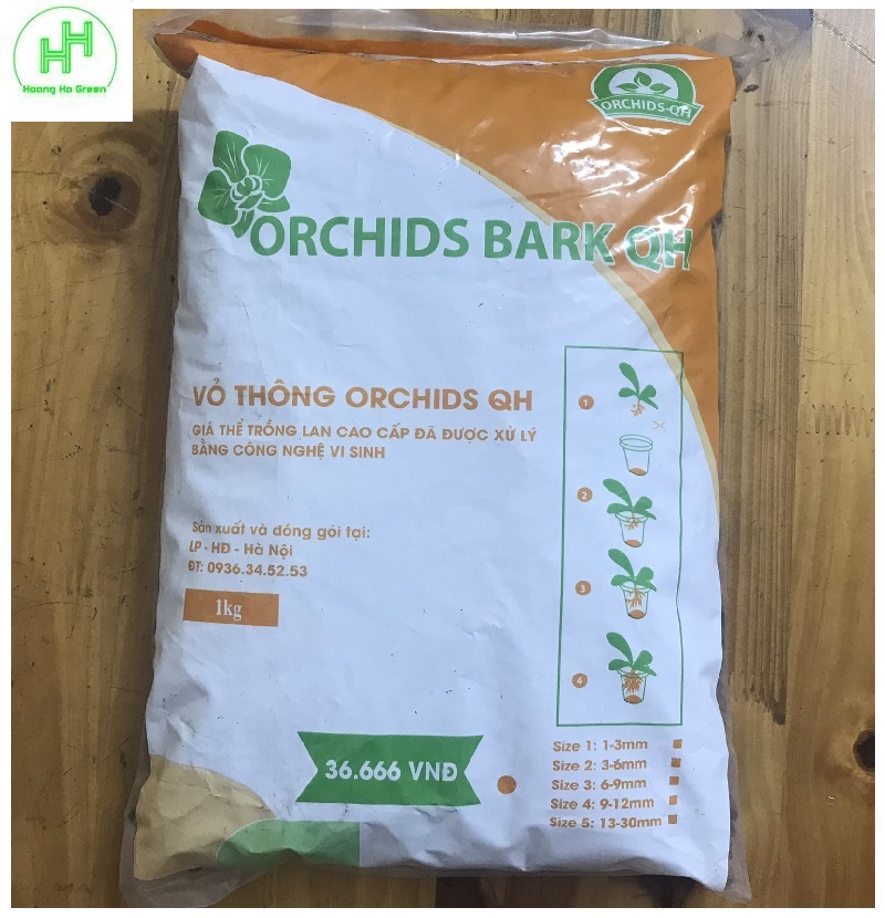 Vỏ Thông ORCHIDS QH, Gía Thể Trồng Lan Cao Cấp Đã Qua Sử Lý Bằng Công Nghệ Vi Sinh, Size 3(6-9mm) Bịch 1Kg