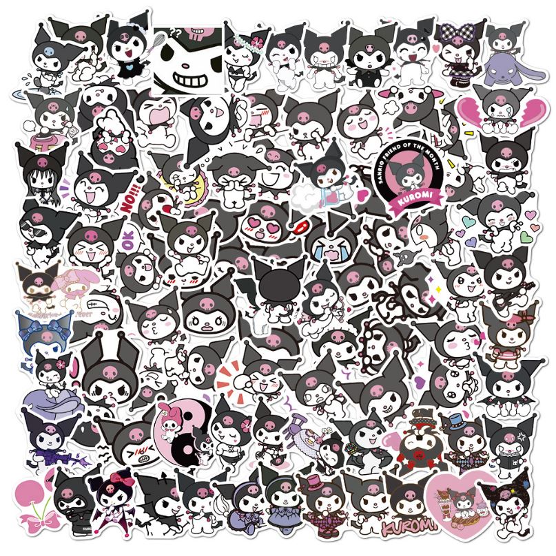 [HCM]Bộ Kuromi decal hình dán chống nước trang trí xe laptop nón bảo hiểm vali #185