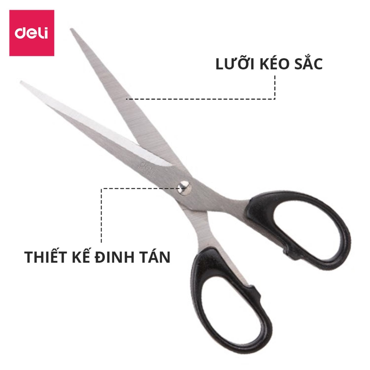 Kéo văn phòng 175mm Deli - Đen/Đỏ - 1 chiếc - E6009