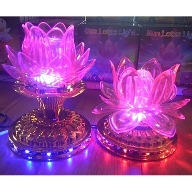 Đèn hoa sen hồng xoay đổi màu -