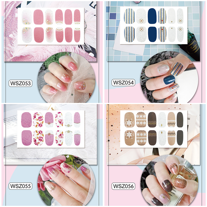 Bộ dán móng tay nail sticker gồm 12 móng, không thấm nước, có độ đàn hồi tốt Phần 3 WSZ