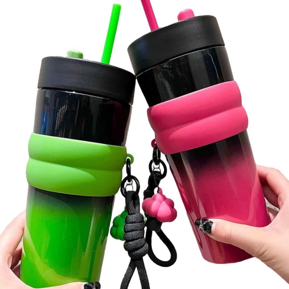  Ly giữ nhiệt Inox 316 VANCUM cao cấp 710ml Cốc uống nước cà phê Có dây đeo Ống hút có nắp đậy Búp bê mũ rơm 