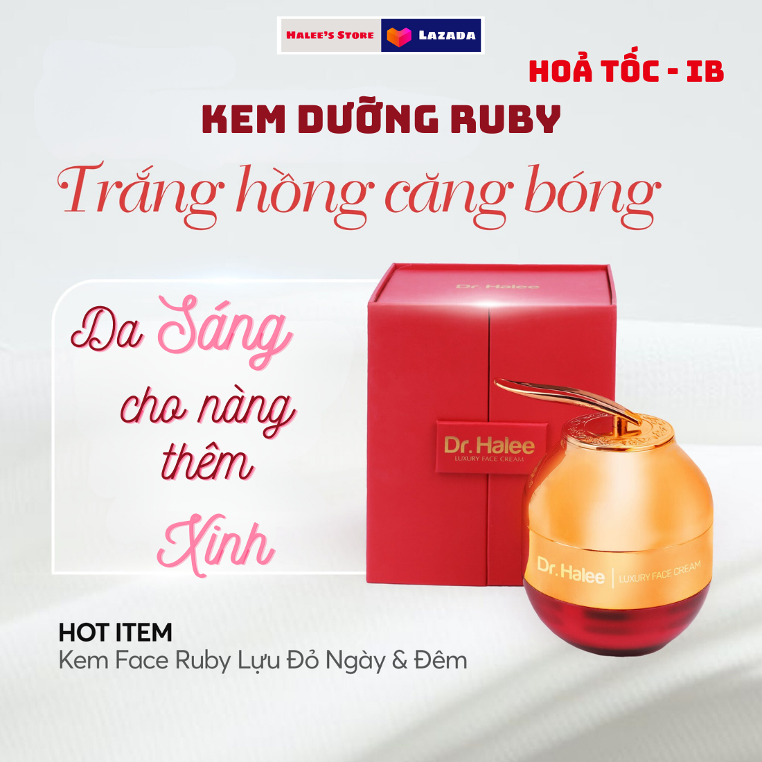 Kem Face Ruby Lựu Đỏ Dr.Halee Dưỡng Trắng Da Ngày & Đêm 50g