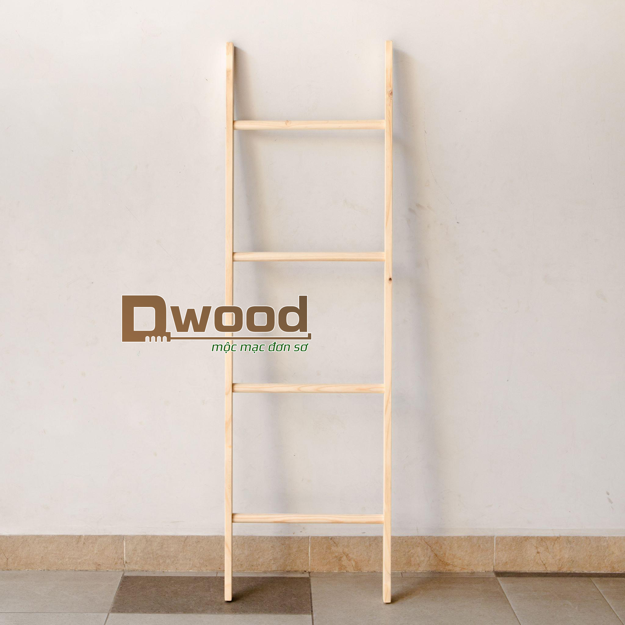 Thang gỗ thông Dwood mộc mạc decor không gian, treo đồ