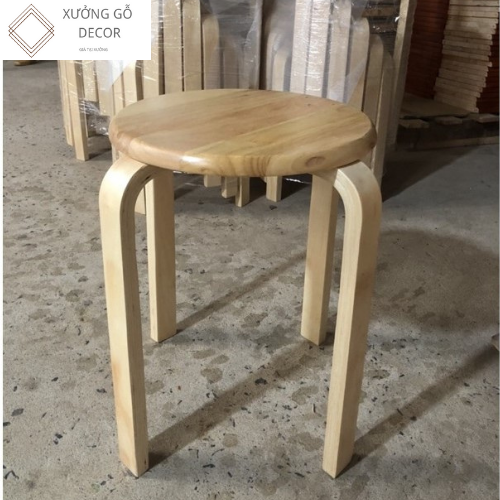 Ghế Đôn Gỗ Mặt Tròn 4 Chân Chắc Chắn