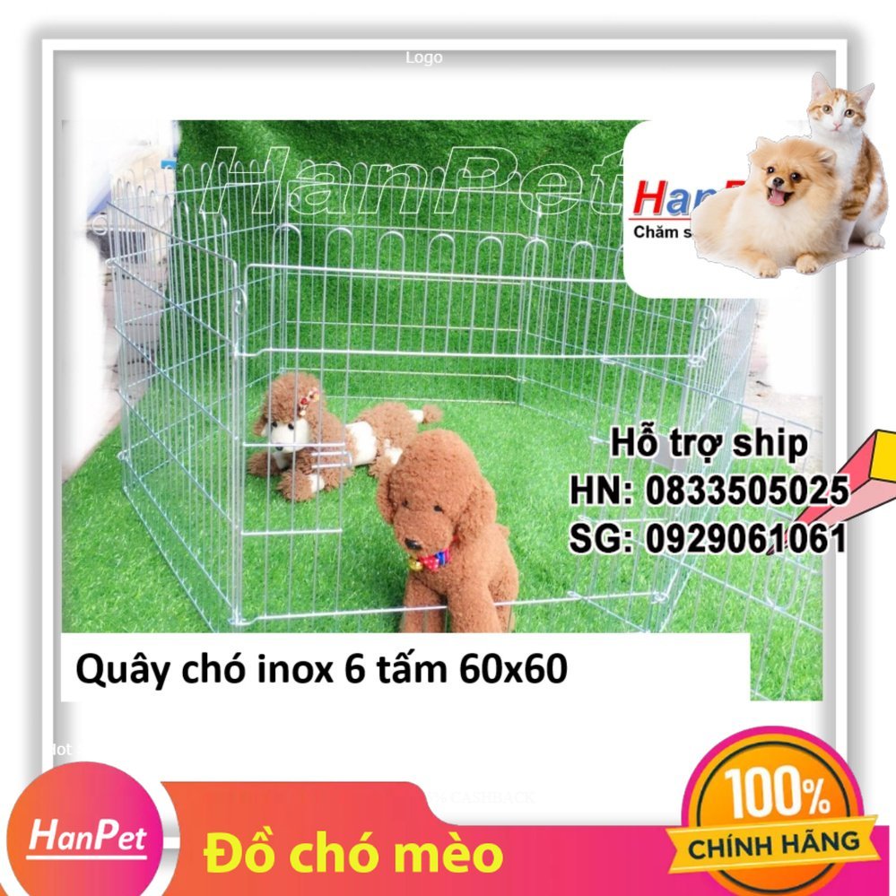 Hanpet - Quây cũi chó sơn tính điệnHàng rào 6 tấm rẻ 60x63 nan thường cũi chó 501