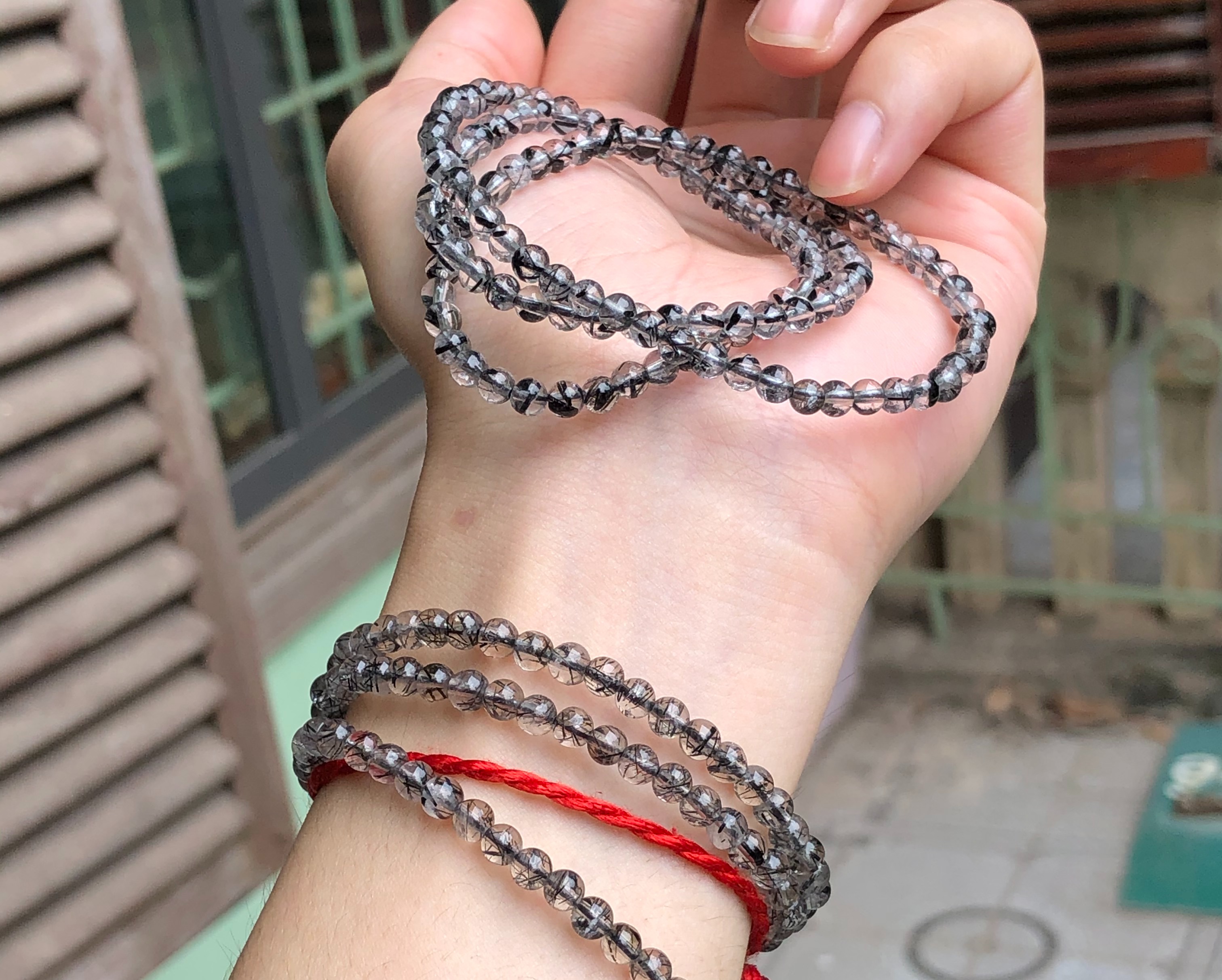 Vòng Tay Thạch Anh Tóc Đen quấn 3 vòng