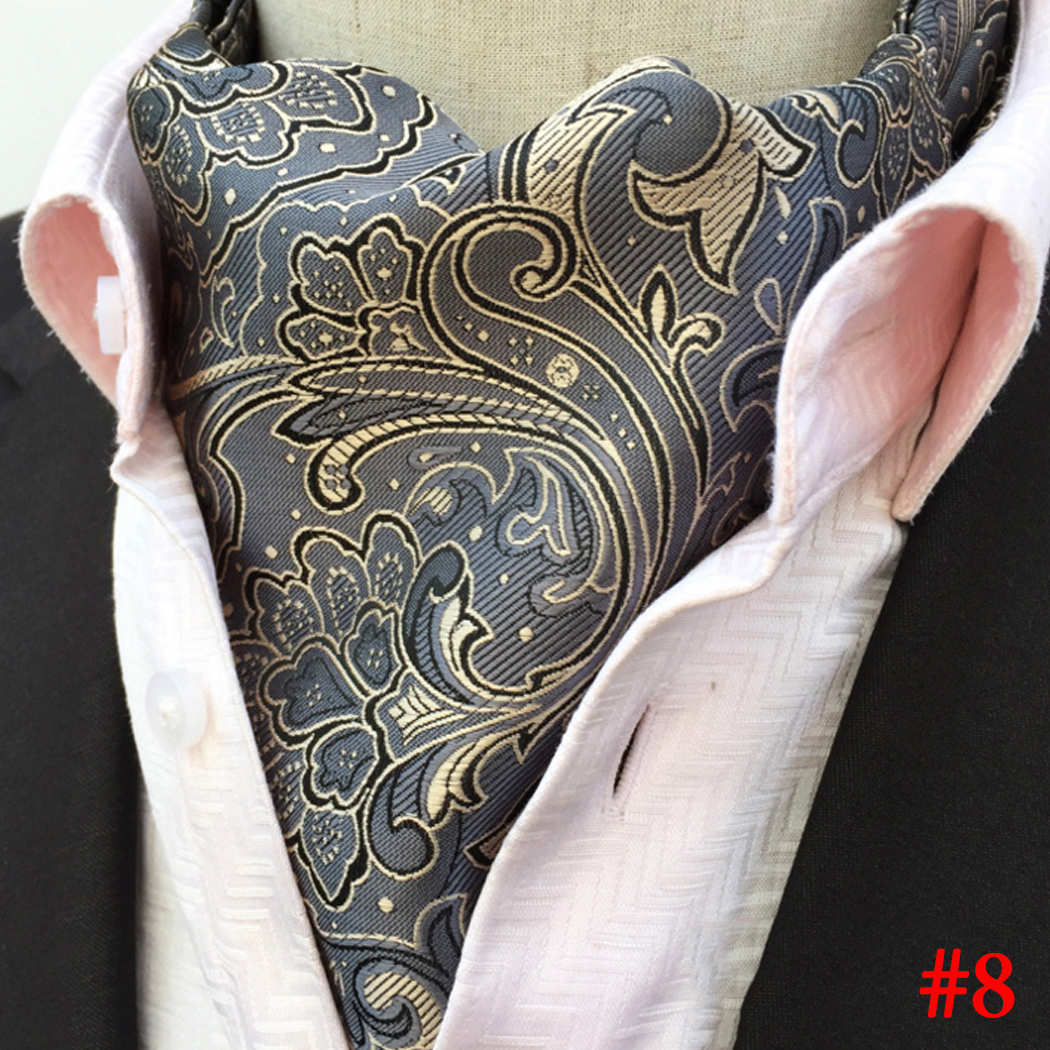 17 Style Paisley Ascot men's necktie Polyester silk Jacquard woven necktie gentleman suit Scarf fashion accessory for office wedding party