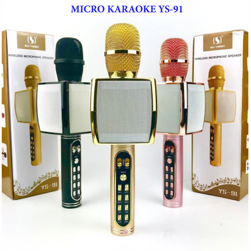 Mic hát karaoke bluetooth không dây kèm loa YS-91 cao cấp Micro karaoke bluetooth YS 91 Micro karaoke không dây YS-91 Micro karaoke gia đình khong day cho điện thoại