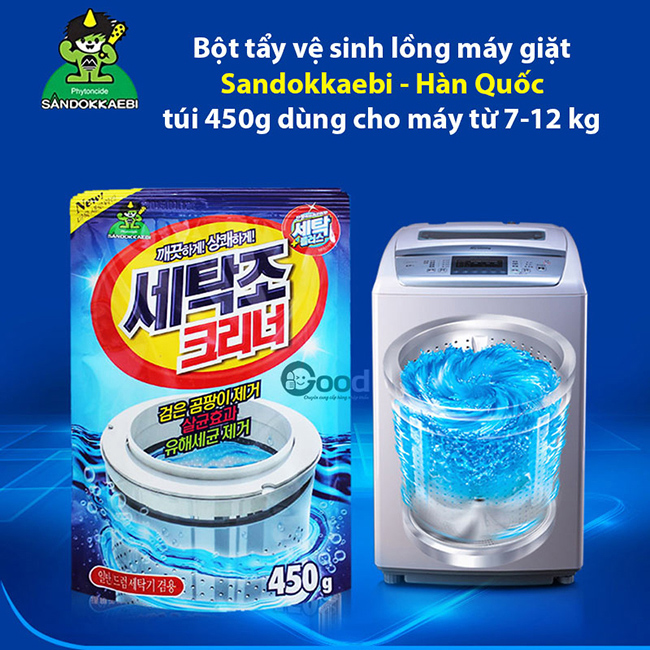 gói bột tẩy vệ sinh lồng máy giặt sandokkaebi hando 450g hd97 5