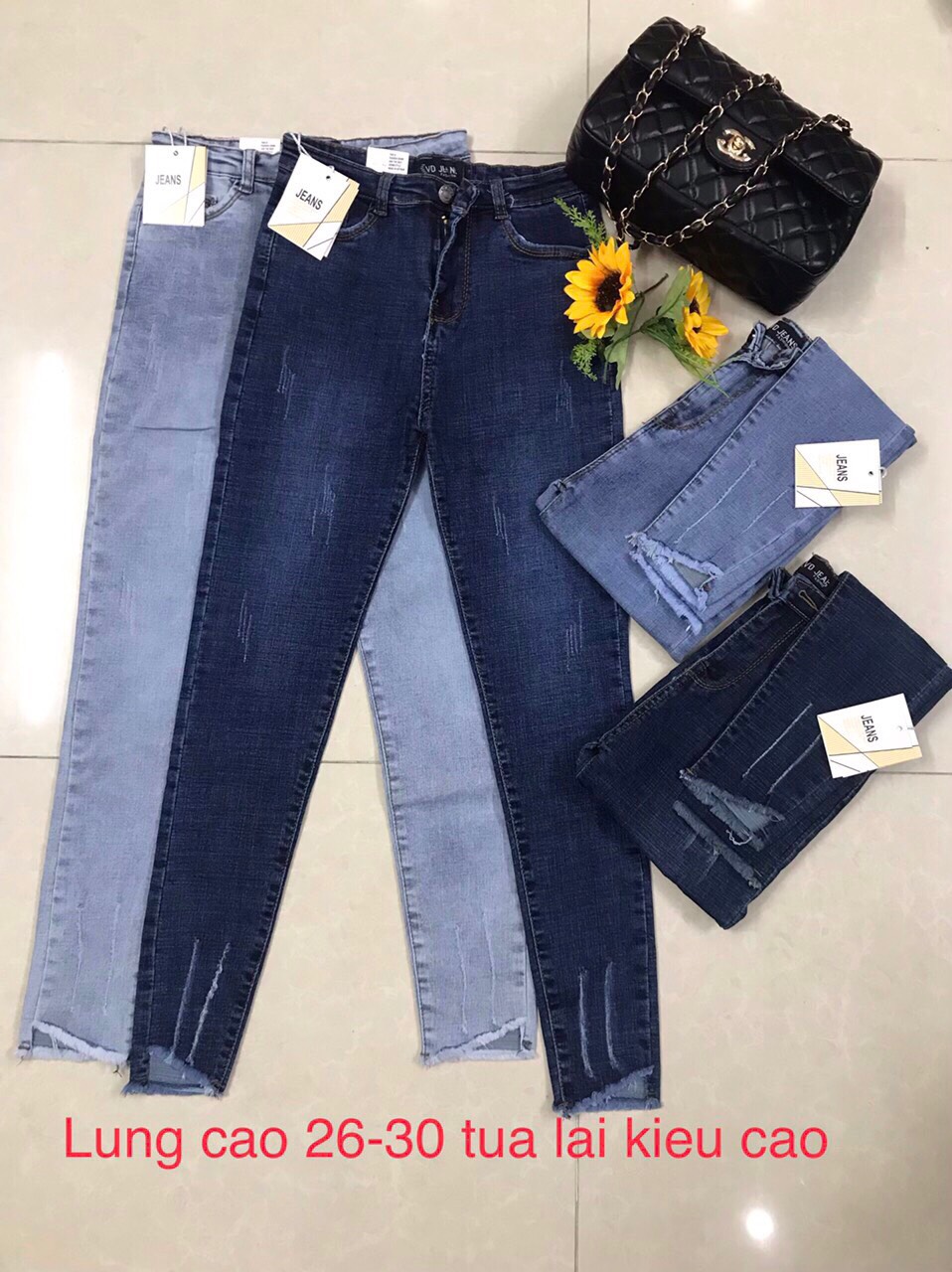 Quần jean nữ cạp cao co giãn form dáng ôm hot