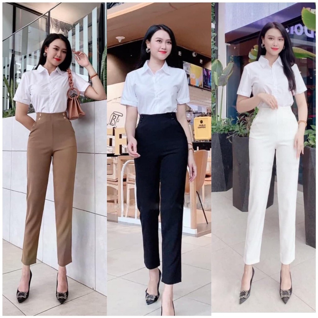 Quần baggy lưng cao cạp liền khoá sau lưng